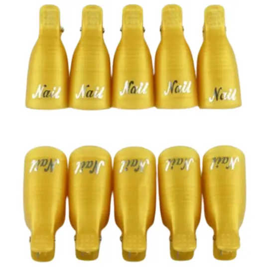 Kitcheniva Silicone UV Gel Polish Remover Wrap Soak Off Cap Clip Nail Art Tool Gold-10 pcs {1}