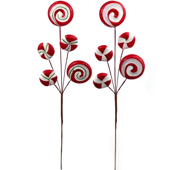 Set of 6: Assorted Mixed Peppermint Lollipop Spray Picks | 15-Inch | Festive Holiday Accents | Trees, Wreaths, & Garlands | Christmas Picks | Parties & Events | Home & Office Decor, Floral Home by Artificial Flowers {1}