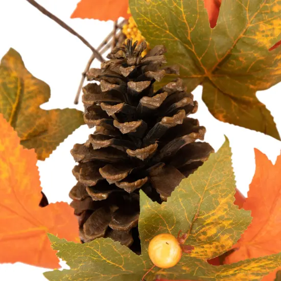 Northlight Leaves, Pinecones and Berries Artificial Fall Harvest Wreath, 24-Inch, Unlit Green {7}