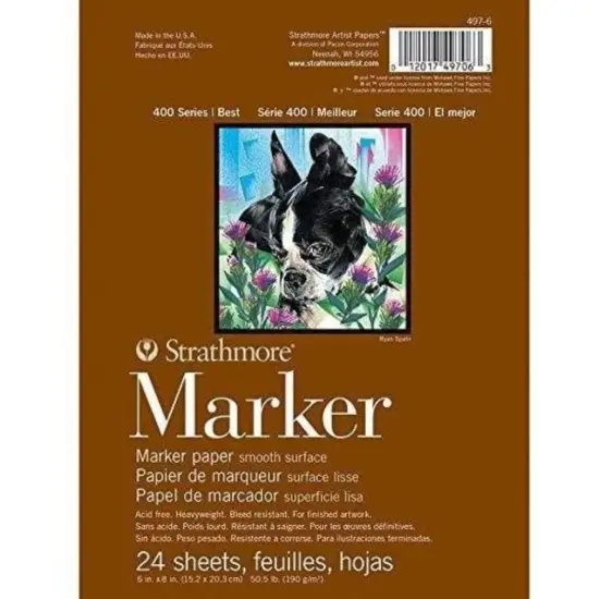 24 Sheets Marker Paper Pad 6"X8"-50lb Smooth {1}