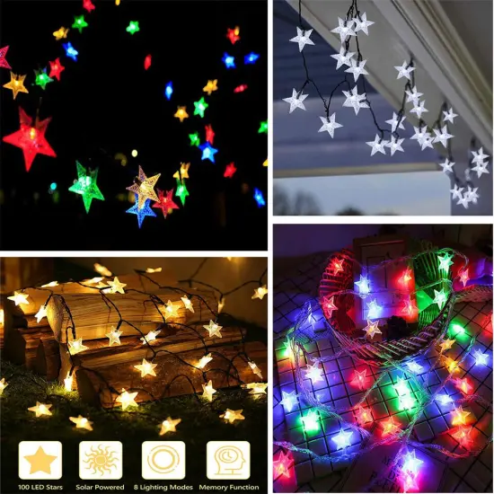 LED Solar String Lights Outdoor Star Fairy Light Multicolor {4}