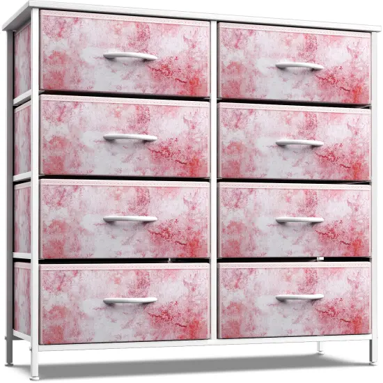 Sorbus Extra Wide Dresser Organizer With 8 Drawers - Large Storage Furniture for Bedroom, Hallway, Living Room, Nursery & Closet Tie dye pink {1}