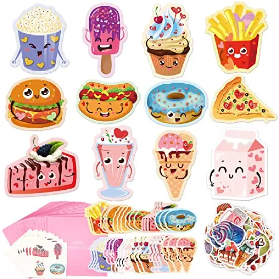 36 Pack Valentines Day Cards for Kids, Kids Valentines Day Cards with Cute Temporary Tattoos, Pink Envelopes & 80PCS Stickers, Valentines Cards for Classroom Exchange {1}