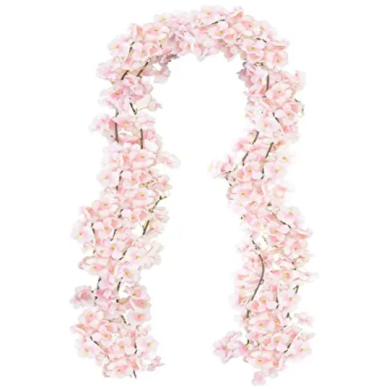 2 Pieces Fake Cherry Blossom Flower Vines Artificial Flowers Hanging Silk Flowers Garland for Wedding Party Pink Room Decor Japanese Kawaii Decor Outdoors {2}