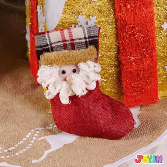 JOYIN 12 Pcs Mini Christmas Stockings 3D Bulk Xmas Stockings Santa Snowman Reindeer Burlap Stockings Holders Treat Bags Christmas Tree Decoration Xmas Party Decors {3}