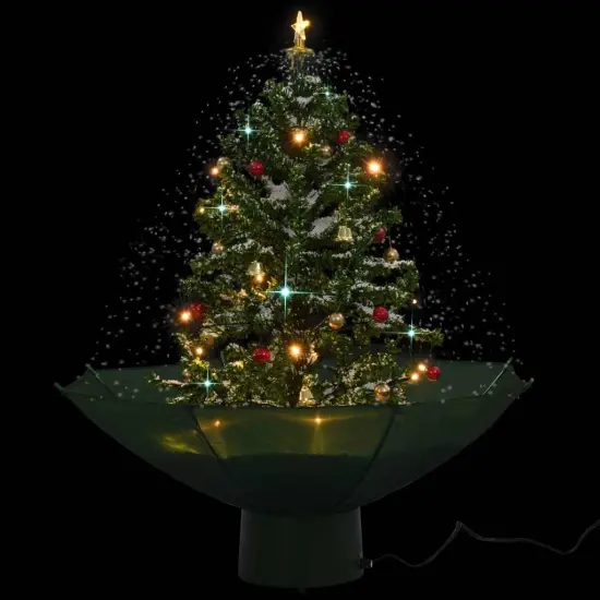 Snowing Christmas Tree with Umbrella Base 2 ft {7}