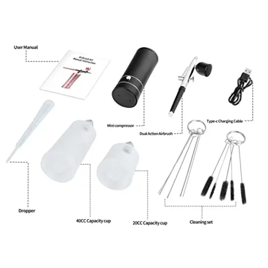 Airbrush Kit Rechargeable Cordless Airbrush Compressor, 30PSI High Pressure,Portable Handheld Airbrush Gun, Airbrush Set Wireless Air Brush for Model Painting,Makeup,Barber, Nail Art, Cake Decor {2}