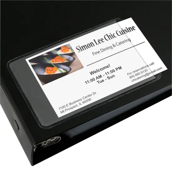 Self-Adhesive Business Card Holder, Side Load, 2" x 3-1/2", 10 Per Pack, 5 Packs {3}