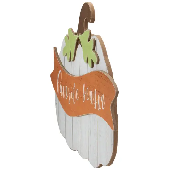 Northlight 19" White Wooden Pumpkin Favorite Season Hanging Wall Sign {6}