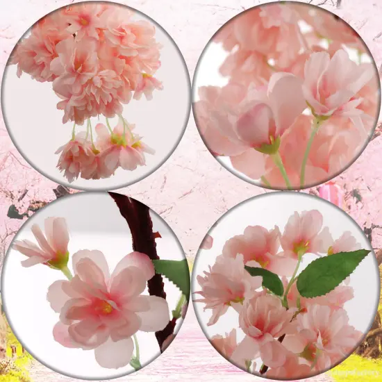 3-Pack: Light Pink Cherry Blossom Stems with Lifelike Silk Flowers - Perfect for Floral Arrangements, Bouquets & Home Decor - Floral Home by Artificial Flowers {3}