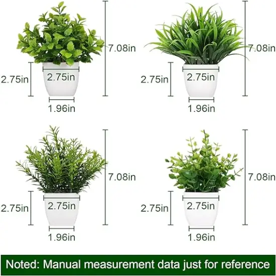 Small Fake Plants Artificial Plastic Plants in Pot Eucalyptus Plant Wheat Grass Shrub Plant Indoor Desk Coffee Table Bathroom Bedroom Home Decoration {3}