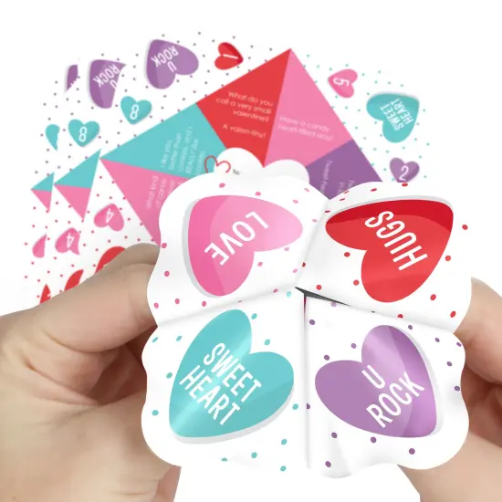 Big Dot of Happiness Colorful Hearts - Happy Valentine's Day Party Cootie Catcher Game - Valentine Jokes for Kids Fortune Tellers - Set of 12 {1}