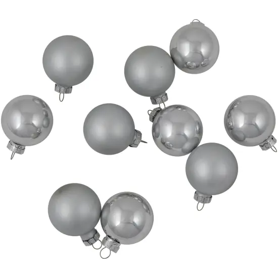Northlight 10ct Silver Shiny and Matte Glass Ball Christmas Ornaments 1.75" (45mm) {7}