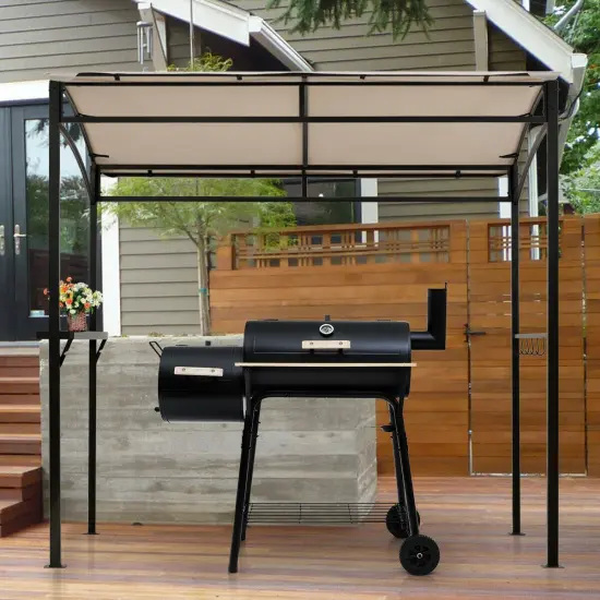 7 x 4.5 Feet Grill Gazebo Outdoor Patio Garden BBQ Canopy Shelter Beige {2}