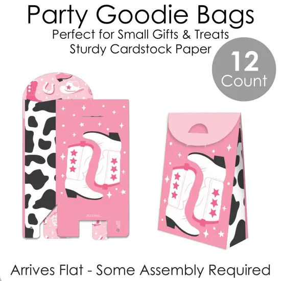 Big Dot of Happiness Rodeo Cowgirl - Pink Western Gift Favor Bags - Party Goodie Boxes - Set of 12 {7}