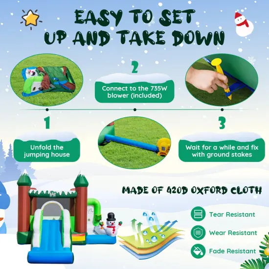 Inflatable Christmas Bouncy House with 735w Blower {5}