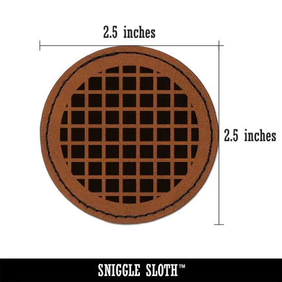 Geometric Mesh Circle Round Iron-On Engraved Faux Leather Patch Applique - 2.5" Brown {3}