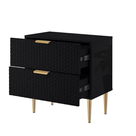 Zeynep Side Table/Nightstand Black/Gold {3}
