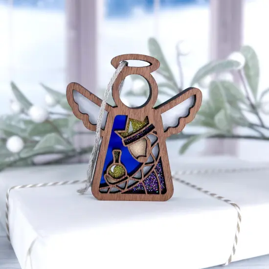 3.5" (H) Christmas Nativity Purple Wise Man Ornament - Handcrafted in Texas - Mother's Angels&reg; Christmas Angel Wings Figurine {2}