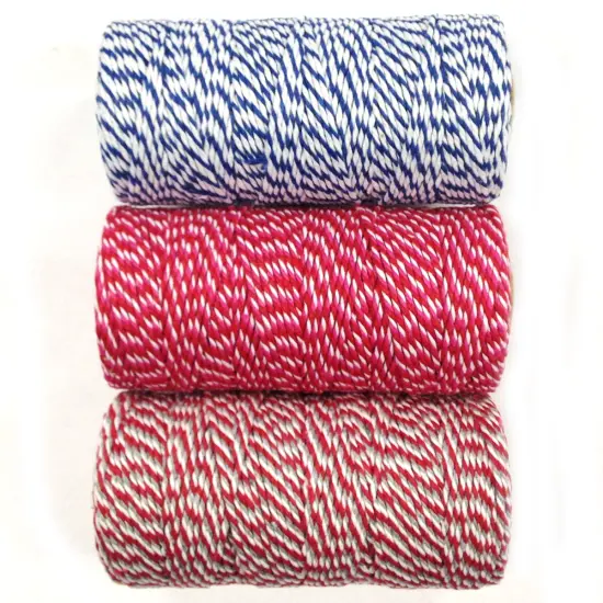 Wrapables Cotton Baker's Twine 12ply 330 Yards (Set of 3 Spools x 110 Yards) for Gift Wrapping, Party Decor, and Arts and Crafts (Navy, Red & Hot Pink, Red & Grey) {1}