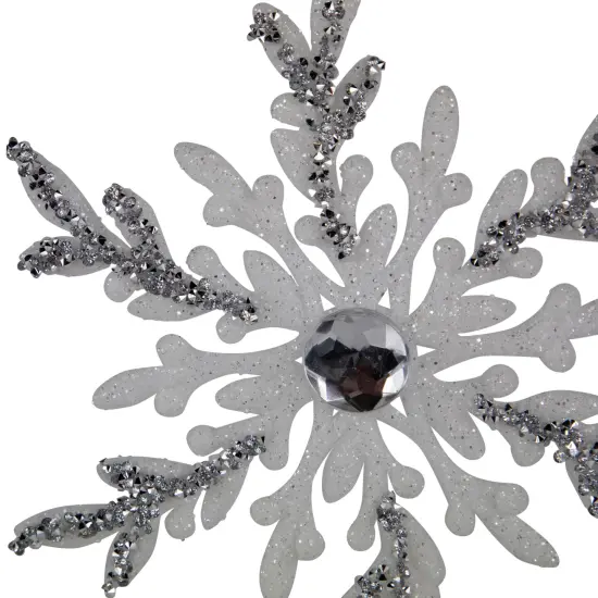 Northlight Glitter Snowflakes Christmas Ornaments - 6" - White and Silver - 4ct {7}