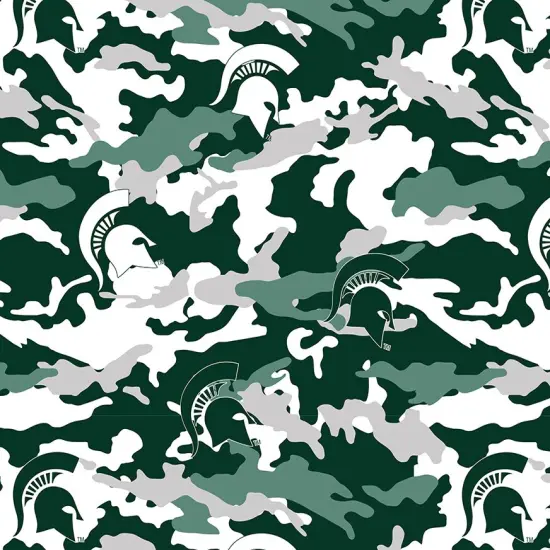 Sykel Enterprises-Michigan State University Fleece Fabric-Michigan State Spartans Camouflage Fleece Blanket Fabric-Sold by the yard {1}