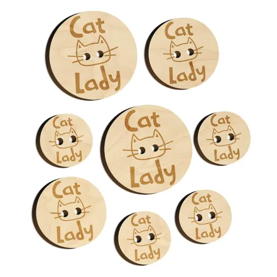Cat Lady Cuteness Wood Buttons for Sewing Knitting Crochet DIY Craft {7}