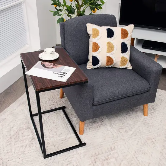 Costway 22''x14''x26'' Sofa Side End Table Laptop Holder Multiple Stand Desk Brown\Walnut {2}