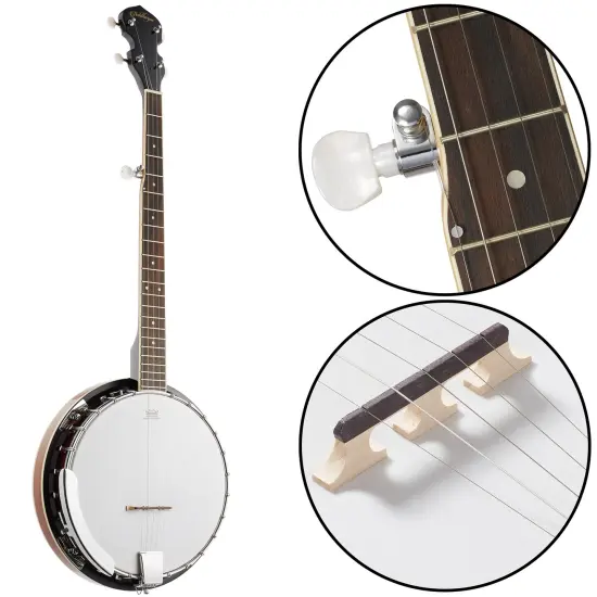 Ashthorpe 5-String Banjo - Full Size with 24 Brackets, Closed Back, Mahogany Resonator, and Geared 5th Tuner {5}