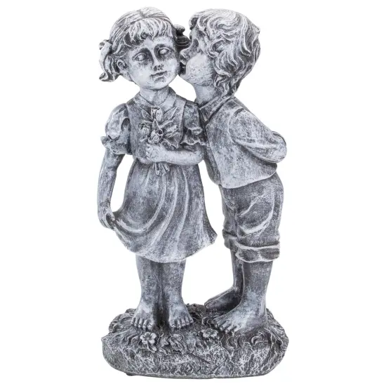 Northlight 12.5" Peck on the Cheek Outdoor Garden Statue Gray {1}