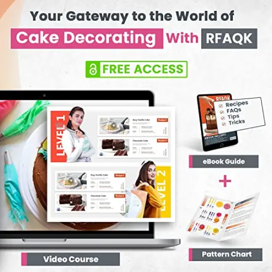 200 Pieces Gift For Women-Cake Decorating Supplies Kit for Beginners RFAQK - Turntable with 48 Numbered Piping &7 Korean Tips(Pattern chart included)-Straight & Offset Spatula-Leveler &Baking tools {4}