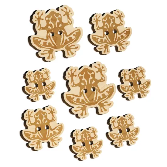 Tribal Frog Wood Buttons for Sewing Knitting Crochet DIY Craft {7}