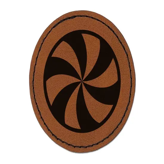 Peppermint Candy Swirl Round Iron-On Engraved Faux Leather Patch Applique - 2.5" Brown {1}