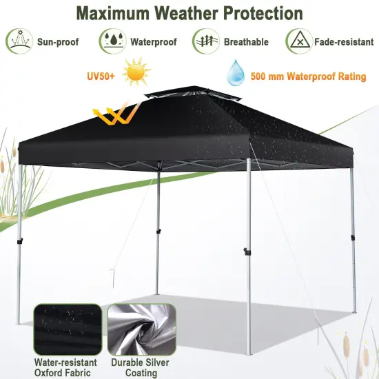 2-Tier Pop-up Canopy Tent with Wheeled Carry Bag Black {5}