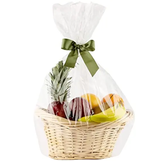 Clear Basket Bags, 24in x 30in Large Clear Cellophane Wrap for Bridal Shower Baskets & Gifts Pack Of 18 Thickness 0.75 Mil {1}