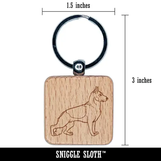 Watchful German Shepherd Pet Dog Engraved Wood Square Keychain Tag Charm {2}