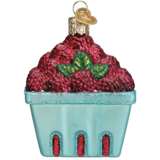 Carton of Raspberries Glass Ornament with Box {1}