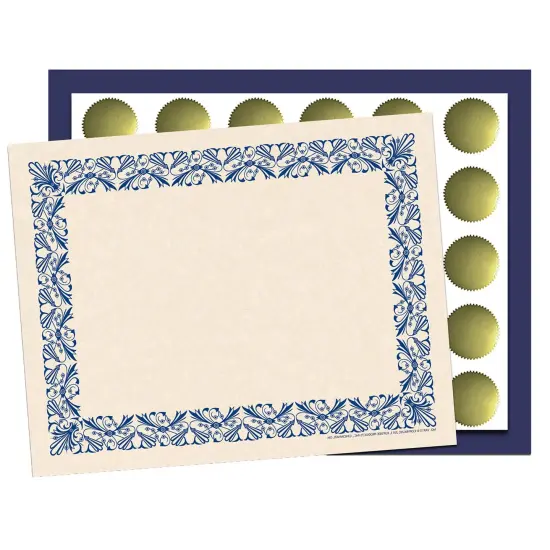 Art Deco Set - Blue Border Paper, Plain Folders, Gold Seals {2}