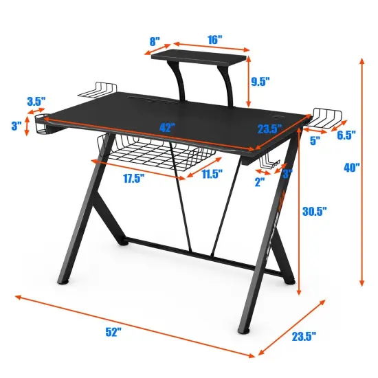 Multifunctional K-Shaped Gamer Desk with Display Support Plate {4}