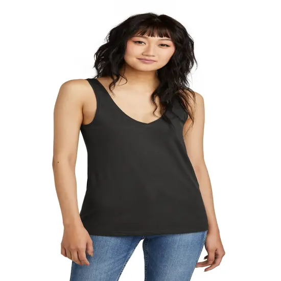 District&reg; Women&rsquo;s Perfect Blend&reg; CVC V-Neck Tank For Adult Black {1}