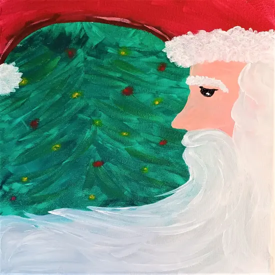 Christmas Paint Kit - Crescent Santa Acrylic Painting Kit & Video Lesson, DIY Christmas Craft, Beginner Painting, Paint At Home, Paint Party {1}