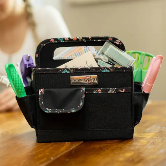 Collapsible Desktop Craft Caddy, Black & Floral {4}
