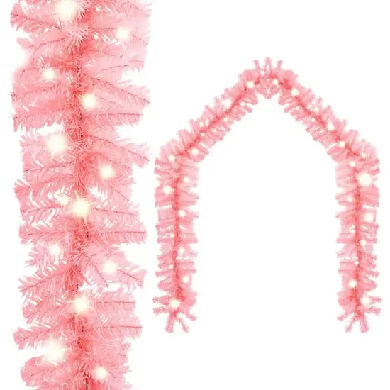 33 ft Pink Christmas Garland with LED Lights {1}