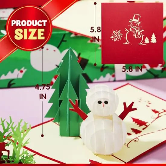 JOYIN Pack of 7 Pop-up 3D Christmas Greeting Cards Unique Designs & Envelopes 6" x 6" for Winter Christmas Season, Holiday Gift Cards, Christmas Gifts Cards. {3}