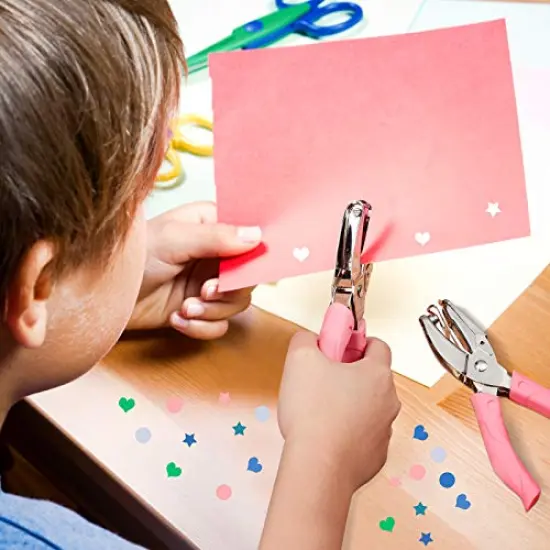 3 PCS Handheld Hole Paper Punch Metal Single Hole Paper Punch Punchers with Soft Grip and 0.25 Inch Circle 0.2 Inch Star 0.22 Inch Heart Holes for DIY Craft Tags Clothing Ticket Scrapbook Tool {3}