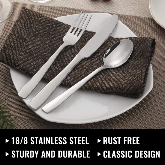 48 Pieces Silverware Set with Steak Knives for 8, Stainless Steel Flatware Cutlery Set For Home Kitchen Restaurant Hotel, Kitchen Utensils Set, Mirror Polished, Dishwasher Safe {6}