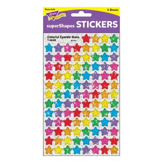 Colorful Sparkle Stars superShapes Stickers, 400 Per Pack, 6 Packs {2}