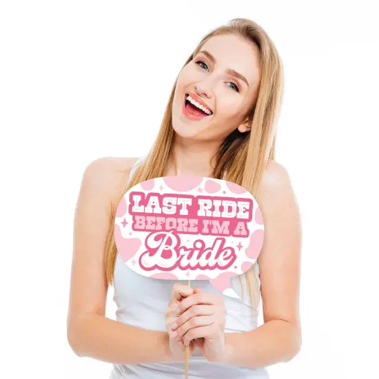 Big Dot of Happiness Funny Last Rodeo - Pink Cowgirl Bachelorette Party Photo Booth Props Kit - 10 Piece {4}