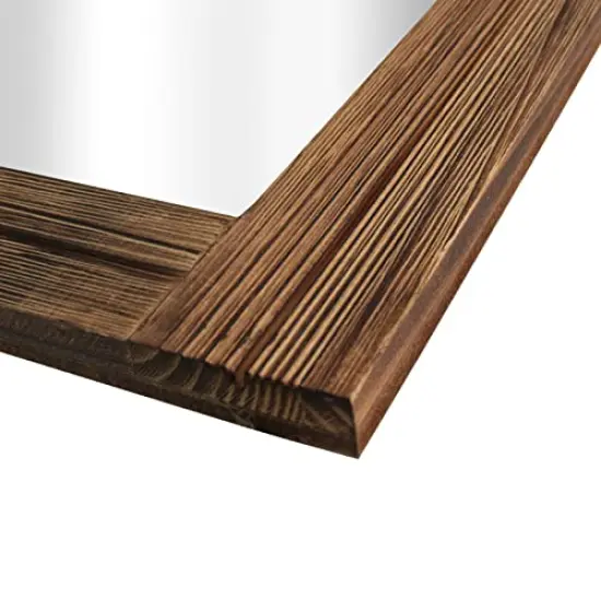 16 X 12 Inch Rustic Wood Framed Wall Mirror with Hanging Rope for Farmhouse Decor, for Entryway, Bedroom, Bathroom, Dresser, Brown {4}