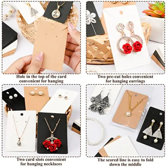 3.5 x 2.3 inches Earring Cards for Selling - 150 Pack of Earring Display Cards with Self 150 Sealing Bags - Earring Packaging Supplies for Small Business - Necklace Cards, (Multi Color) {6}